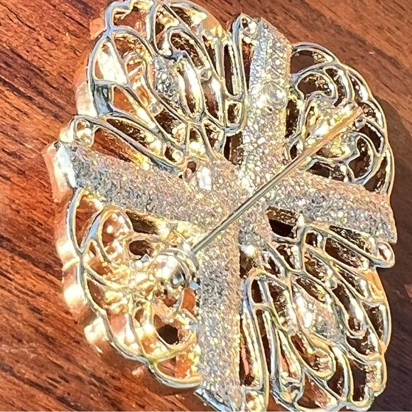 Sarah Coventry dangle earring and brooch set 🌺 gold tone and coral Orange - Picture 3 of 10